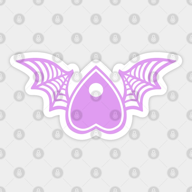 Planchette with Wings - Lavendar on Black Sticker by AliceQuinn